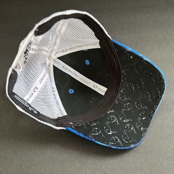 RealTree Fishing SnapBack Hat Cap Mesh Blue White OSFM Adjustable - Picture 9 of 11